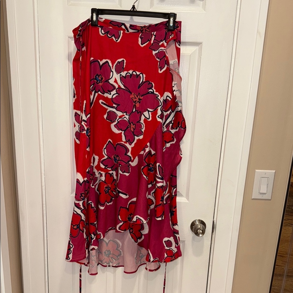 Summersalt Red and Pink Floral wrap Skirt (matches their ruffle bathing suit)